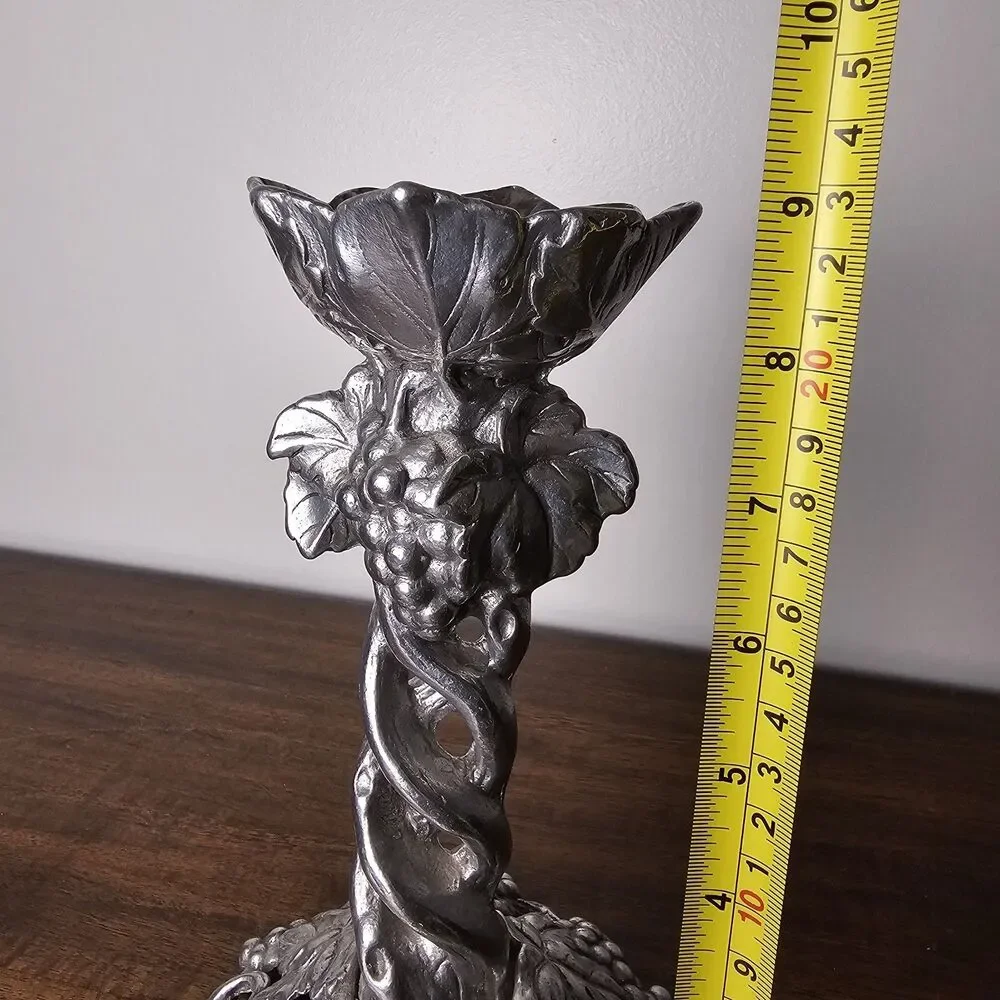 Vintage Arthur Court Grape Spiral Candle Holder Sand Cast Aluminum 1996